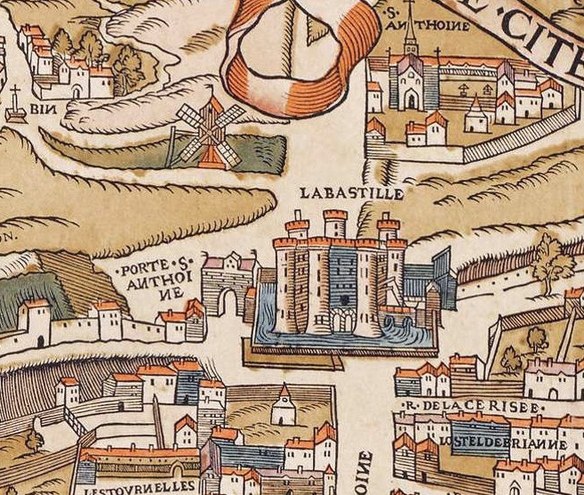 Detail of the Porte Saint-Antoine in a medieval map