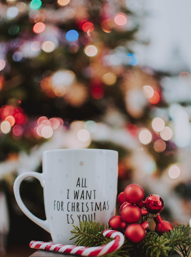 Mug bearing the text 'All I want for Christmas is you'