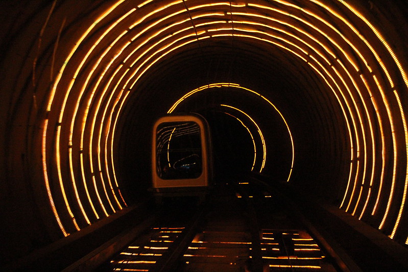 Bund Sightseeing Tunnel, cabin and track