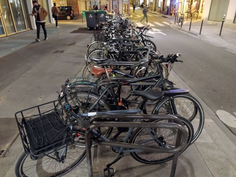 Parked bicycles