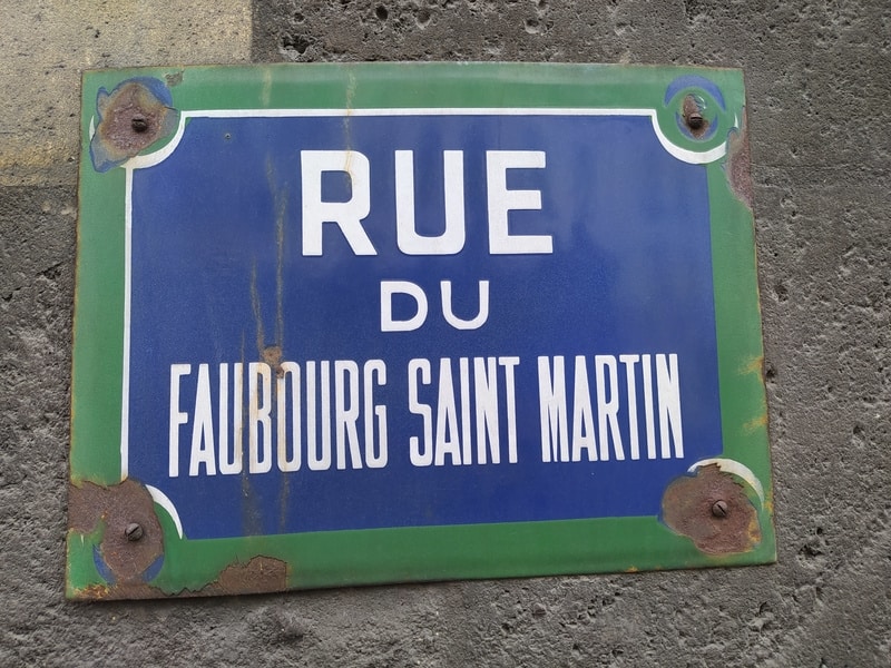 Rue du Faubourg Saint Martin street sign