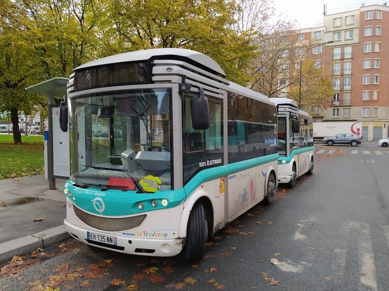 One minibus waiting behind another