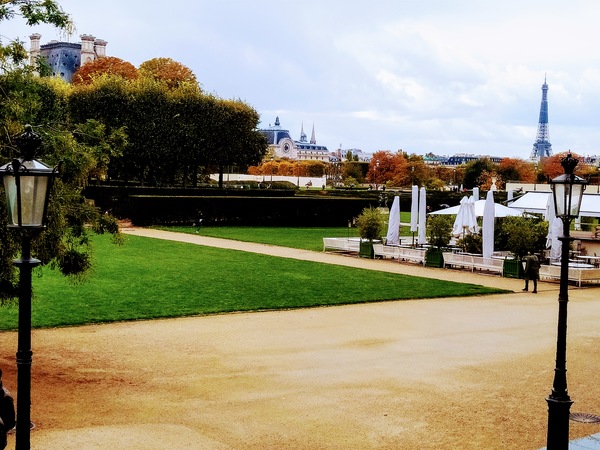 The Jardin du Carrousel, with the Musée d'Orsay and Eiffel Tower in the background