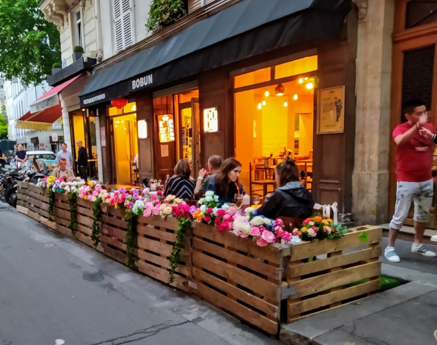 Restaurant terrace with flowers