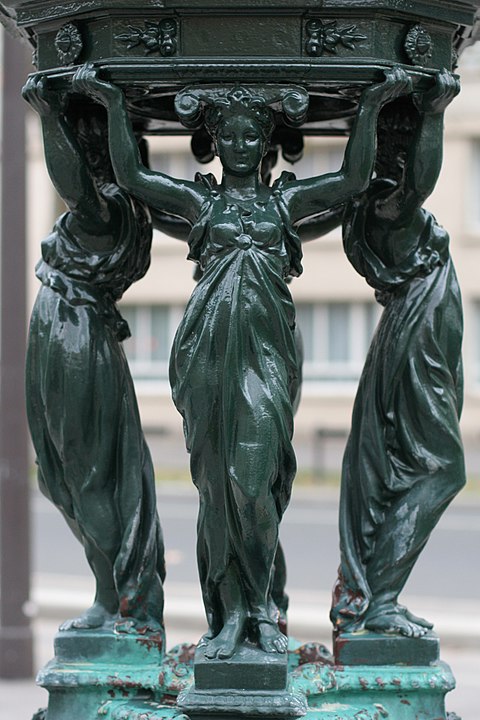 Close-up of a caryatid on a Wallace fountain